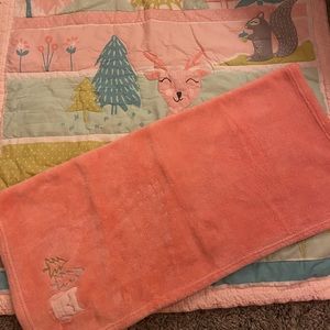 Crib comforter with matching blanket